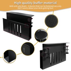 Citqueo Desk Side Storage, Under Desk Storage, No Drill Steel Hanging Desk Organizer, Laptop Holder, Desk Storage Holder for Office & Home (Black) - Image 7