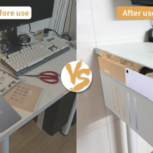 Citqueo Desk Side Storage, Under Desk Storage, No Drill Steel Hanging Desk Organizer, Laptop Holder, Desk Storage Holder for Office & Home (Black) - Image 12