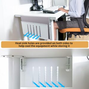 Citqueo Desk Side Storage, Under Desk Storage, No Drill Steel Hanging Desk Organizer, Laptop Holder, Desk Storage Holder for Office & Home (Black) - Image 13