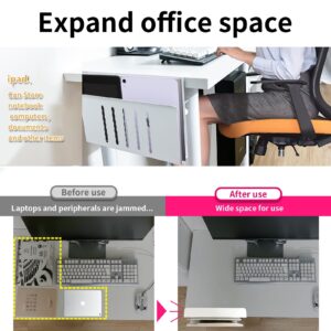 Citqueo Desk Side Storage, Under Desk Storage, No Drill Steel Hanging Desk Organizer, Laptop Holder, Desk Storage Holder for Office & Home (Black) - Image 19