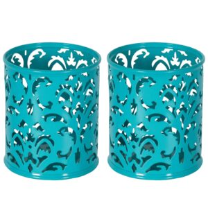Easypag 2 Pcs 3-1/4 Inch Dia X 3-3/4 Inch High Round Floral Pencil Holder