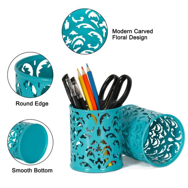 Easypag 2 Pcs 3-1/4 Inch Dia X 3-3/4 Inch High Round Floral Pencil Holder