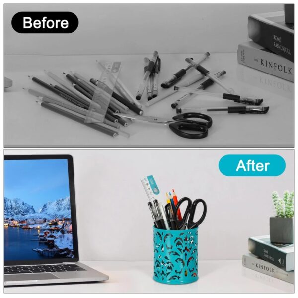 Easypag 2 Pcs 3-1/4 Inch Dia X 3-3/4 Inch High Round Floral Pencil Holder