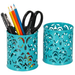 Easypag 2 Pcs 3-1/4 Inch Dia X 3-3/4 Inch High Round Floral Pencil Holder