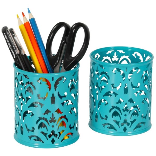 Easypag 2 Pcs 3-1/4 Inch Dia X 3-3/4 Inch High Round Floral Pencil Holder