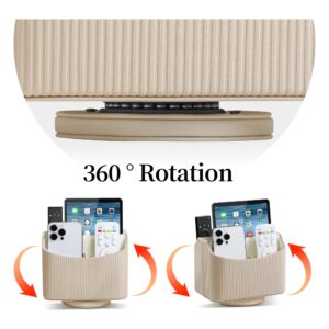 PU Leather Remote Control Holder, 360 Degree Rotating Desk Organizer Storage Table Remote Caddy, Spinning Bedside Organizer Nightstand Organizer for Desktop Office Home (White) - Image 10