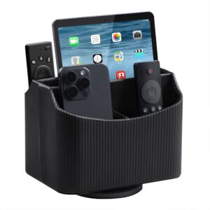 PU Leather Remote Control Holder, 360 Degree Rotating Desk Organizer Storage Table Remote Caddy, Spinning Bedside Organizer Nightstand Organizer for Desktop Office Home (White) - Image 15