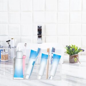 Acrylic Pen Holder 4 Compartments, Clear Acrylic Pencil Holders For Desk, Makeup