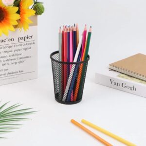 Desk Pencil Pen Cup Holder – Wire Mesh Office Organizer Accessory (1 Pack)