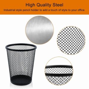 Desk Pencil Pen Cup Holder – Wire Mesh Office Organizer Accessory (1 Pack)