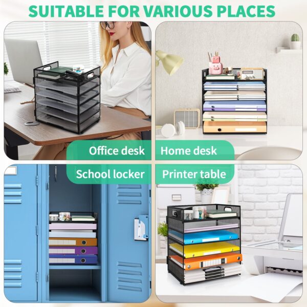 PHANCIR 6-Tier Desk Organizer Paper Storage Box ,Stationery Tray with Handle Mesh Stationery Tray Desktop File Classifier, Suitable for Office, Home