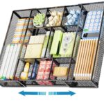 Marbrasse Expandable Desk Drawer Organizer, Mesh Drawer Organizer Tray with 10 Adjustable Compartments, Desk Organizers and Accessories
