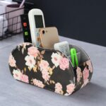Tv Remote Control Holder Curved Pu Leather Office Supplies Desktop Storage Box