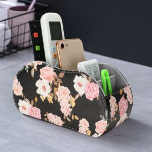Tv Remote Control Holder Curved Pu Leather Office Supplies Desktop Storage Box