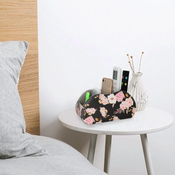 Tv Remote Control Holder Curved Pu Leather Office Supplies Desktop Storage Box