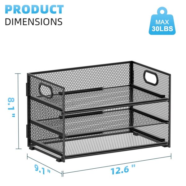 Marbrasse 3 Tier Paper Organizer Letter Tray, Mesh File Organizer with Handle, Paper Sorter Desk Organizer for Home Office Supplies