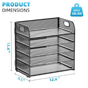 Marbrasse 3 Tier Paper Organizer Letter Tray, Mesh File Organizer with Handle, Paper Sorter Desk Organizer for Home Office Supplies