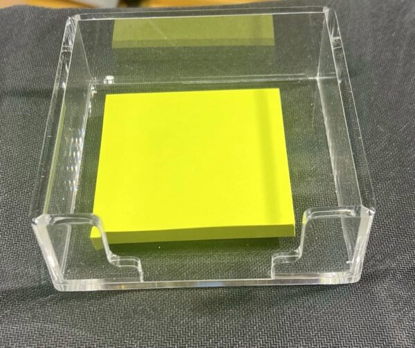 Clear Acrylic Sticky Note Holder Desk Organizer 3.94″ X 3.94″ X 1.77″ Memo Dispe