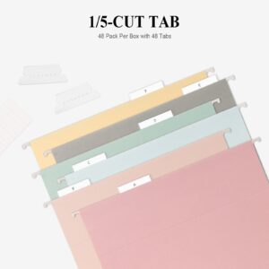 ViVin Hanging File Folders with 1/5 Cut Tabs, 48 Pack Letter Size, for Home School Office(Assorted) - Image 4