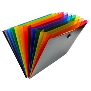JAM Paper Accordion Folders with Assorted Files - 12 Pocket Plastic Expanding File - Letter Size - 9 x 13 - Black - Sold Individually - Image 1