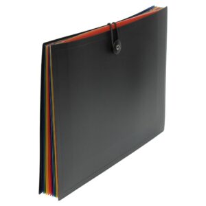 JAM Paper Accordion Folders with Assorted Files - 12 Pocket Plastic Expanding File - Letter Size - 9 x 13 - Black - Sold Individually - Image 3