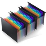 Ktinnead 3 Pack Expanding Hanging File Folders for Filing Cabinet,7 Pockets Accordian Dividers Folder Multi-Color Tabs, Large Capacity Hanging Organizer Letter Size for Office Home