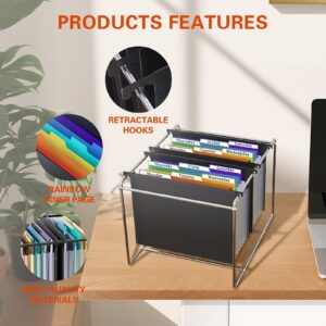 Ktinnead 3 Pack Expanding Hanging File Folders for Filing Cabinet,7 Pockets Accordian Dividers Folder Multi-Color Tabs, Large Capacity Hanging Organizer Letter Size for Office Home