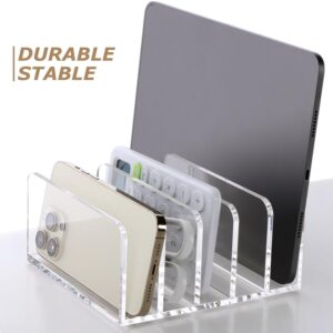 Acrylic Desk File Organizer Holder, 5 Upright Clear Desktop Mails Sorter Document Magazine Storage Organization Letter Folder Racks for Home, Office & Classroom - Image 3