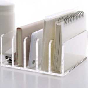 Acrylic Desk File Organizer Holder, 5 Upright Clear Desktop Mails Sorter Document Magazine Storage Organization Letter Folder Racks for Home, Office & Classroom - Image 4