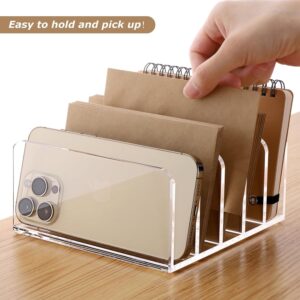 Acrylic Desk File Organizer Holder, 5 Upright Clear Desktop Mails Sorter Document Magazine Storage Organization Letter Folder Racks for Home, Office & Classroom - Image 5