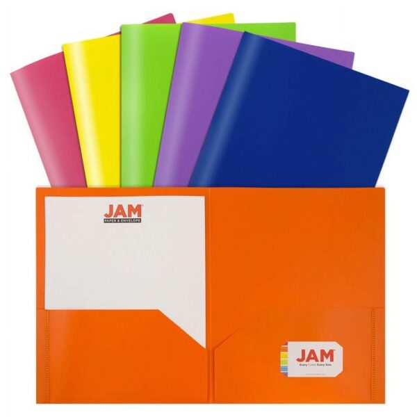 JAM Paper Plastic Heavy Duty Primary Color Assorted Folders, Mulitcolor, 6 Pack JAM Paper Plastic Heavy Duty Primary Color Assorted Folders, Mulitcolor, 6 Pack