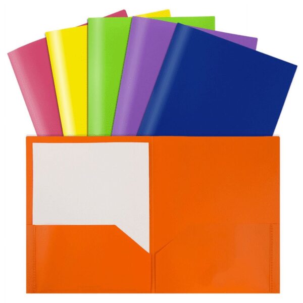 JAM Paper Plastic Heavy Duty Primary Color Assorted Folders, Mulitcolor, 6 Pack