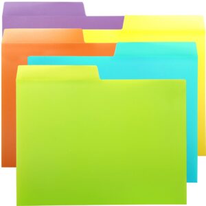 Youngever 10 Pack Plastic Tab Folders - Heavy Duty Plastic Tab Folder, in 5 Colors