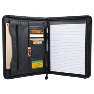 Bospa Padfolio Portfolio Folder/Multi Function Folder/Business Folder with Zippered Closure and Professional Leather (Black) - Image 3