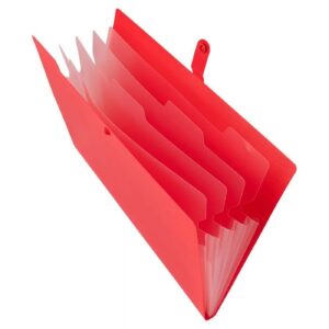JAM Paper Plastic File Folder with Snap Closure, 5 Pocket, 9 x 11 1/2, Red, 1/Pack - Image 3