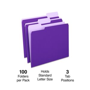 Staples File Folders 1/3-Cut Tab Letter Size Purple 100/Box (ST535559-CC) - Image 2