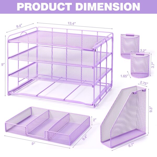 Livhil Desktop Organizer 4-Tier Desk Organizers Sets and Storage, File Organizers for Desk Drawer Organizer, Paper Organizer for Desk (Purple)