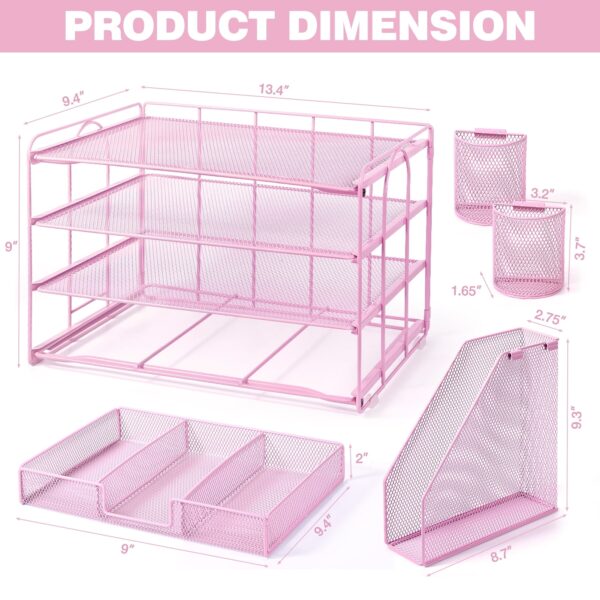 Livhil Desktop Organizer 4-Tier Desk Organizers Sets and Storage, File Organizers for Desk Drawer Organizer, Paper Organizer for Desk (Purple)