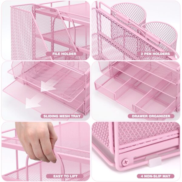 Livhil Desktop Organizer 4-Tier Desk Organizers Sets and Storage, File Organizers for Desk Drawer Organizer, Paper Organizer for Desk (Purple)