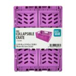 Pen+Gear Mini Collapsible Crate, 5.51″ x 4.13″ x 2.28″, Purple, Plastic Material Desktop Organizer