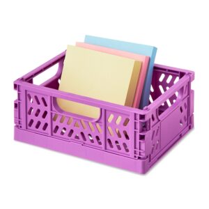 Pen+Gear Mini Collapsible Crate, 5.51" x 4.13" x 2.28", Purple, Plastic Material Desktop Organizer - Image 5