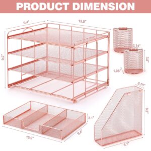Livhil Desktop Organizer 4-Tier Desk Organizers Sets and Storage, File Organizers for Desk Drawer Organizer, Paper Organizer for Desk (Purple)