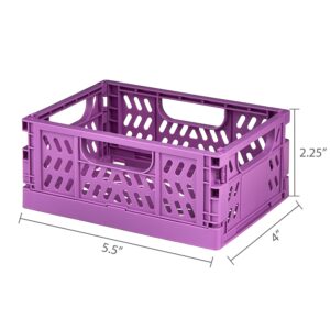 Pen+Gear Mini Collapsible Crate, 5.51" x 4.13" x 2.28", Purple, Plastic Material Desktop Organizer - Image 6