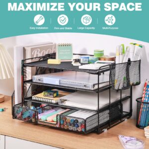 Livhil Desktop Organizer 4-Tier Desk Organizers Sets and Storage, File Organizers for Desk Drawer Organizer, Paper Organizer for Desk (Purple)