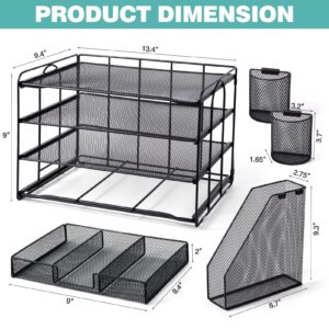 Livhil Desktop Organizer 4-Tier Desk Organizers Sets and Storage, File Organizers for Desk Drawer Organizer, Paper Organizer for Desk (Purple)