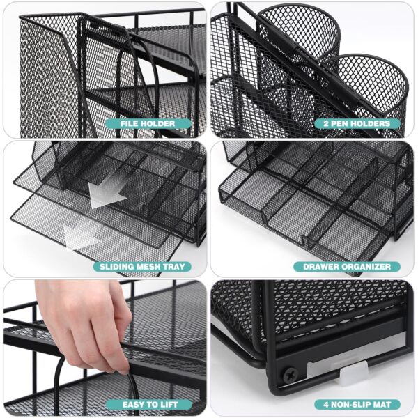 Livhil Desktop Organizer 4-Tier Desk Organizers Sets and Storage, File Organizers for Desk Drawer Organizer, Paper Organizer for Desk (Purple)