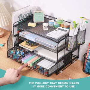Livhil Desktop Organizer 4-Tier Desk Organizers Sets and Storage, File Organizers for Desk Drawer Organizer, Paper Organizer for Desk (Purple)