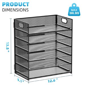 6 Tier Mesh File Organization with Handle,Paper Letter Tray Organizer , Paper Sorter Organizer for Letter/A4 Office Desktop Organization