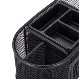 Pen+Gear Metal Mesh Desktop Organizer, 8 Compartments, Black - Image 3