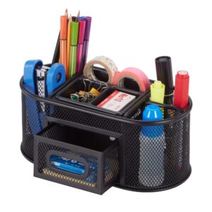 Pen+Gear Metal Mesh Desktop Organizer, 8 Compartments, Black - Image 6